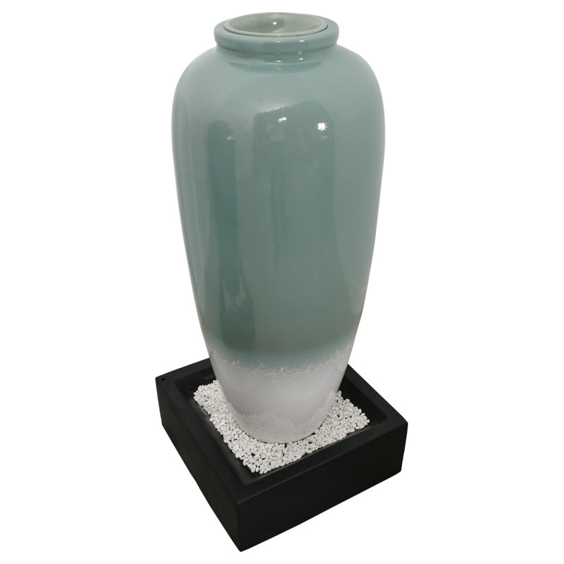 Hand Crafted Weather Resistant Floor Fountain, Blue