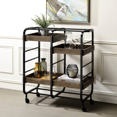 Modern Dining Cart With 3 Adjustable Trays - Heavy Duty Metal For Experience Contemporary Kitchen For Area by Latitude Run