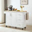 Îlot de cuisine avec comptoir à abattant, chariot d'îlot de cuisine roulant, table d'îlot de cuisine avec porte de grange avec armoire de rangement et support de tour, table d'îlot sur roulettes pour la cuisine