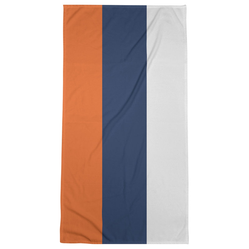 Bath Towel, Polyester/Cotton, Orange/Midnight Navy Blue/White