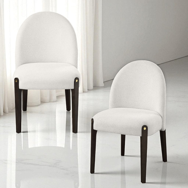 Chaises d'appoint rembourrées en chenille avec dossier incurvé et pieds en bois pour la salle à manger ou les sièges d'appoint, idéales pour la salle à manger, le salon, la chambre d'amis et la chambre à coucher (ensemble de 2)
