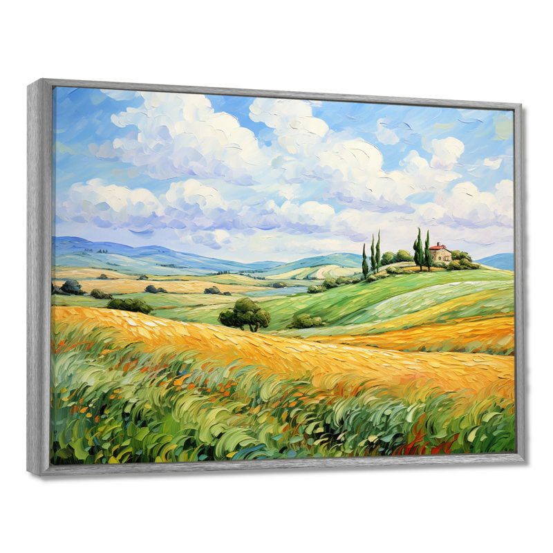 Van Gogh, reproduction d'art sur toile, "Rolling Hills I", H 30 po x l 40 po x P 1,5 po, Encadrement argenté