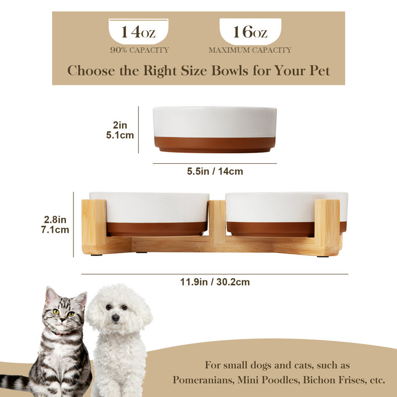 Sesame Glaze Anti-skid Stoneware Elevated Feeder, 480ml