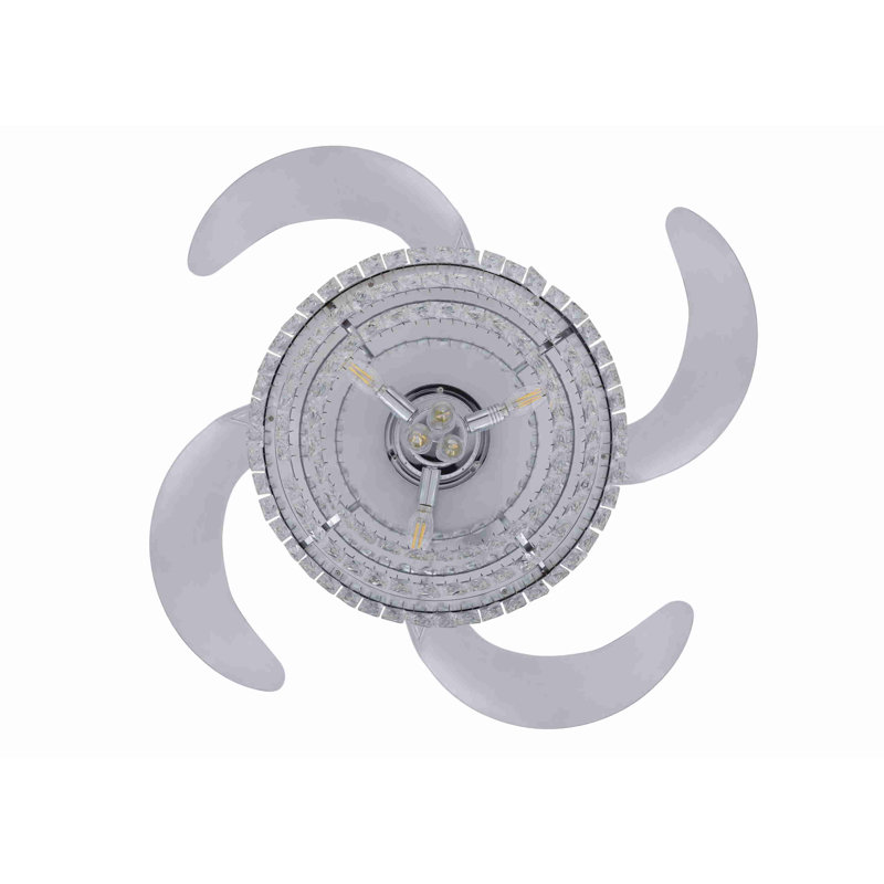 Beltran 122'' Ceiling Fan with Light Kit, Chrome with Transparent Blades