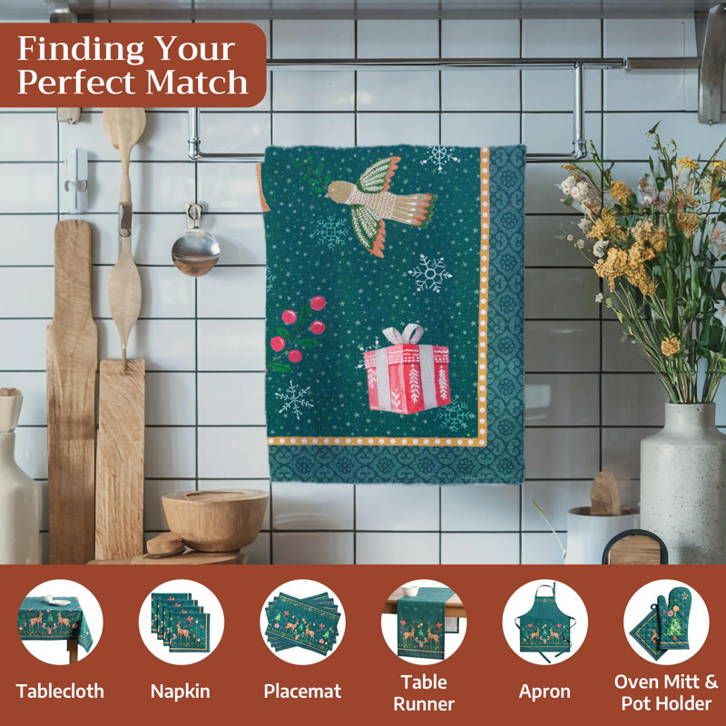 Maison d'Hermine Hygge Noël, ensemble de 3 torchons de cuisine 100 % coton - 51 x 70 cm