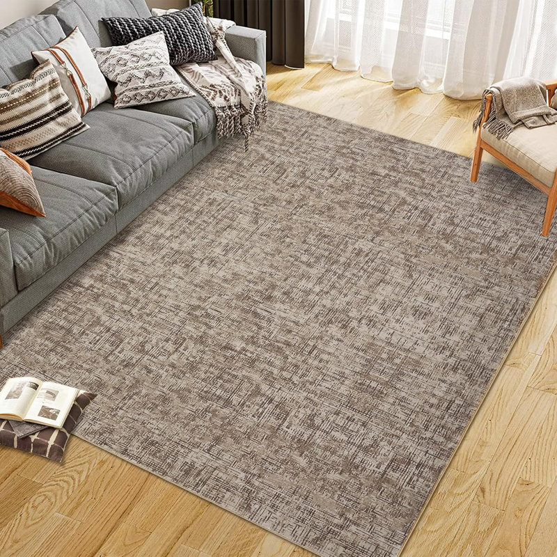Washable Kitchen Modern Abstract Runner Rug for Hallway Beige Contemporary Solid Rug Non-Slip Foldable Aesthetic Accent Floor Carpet for Bedroom