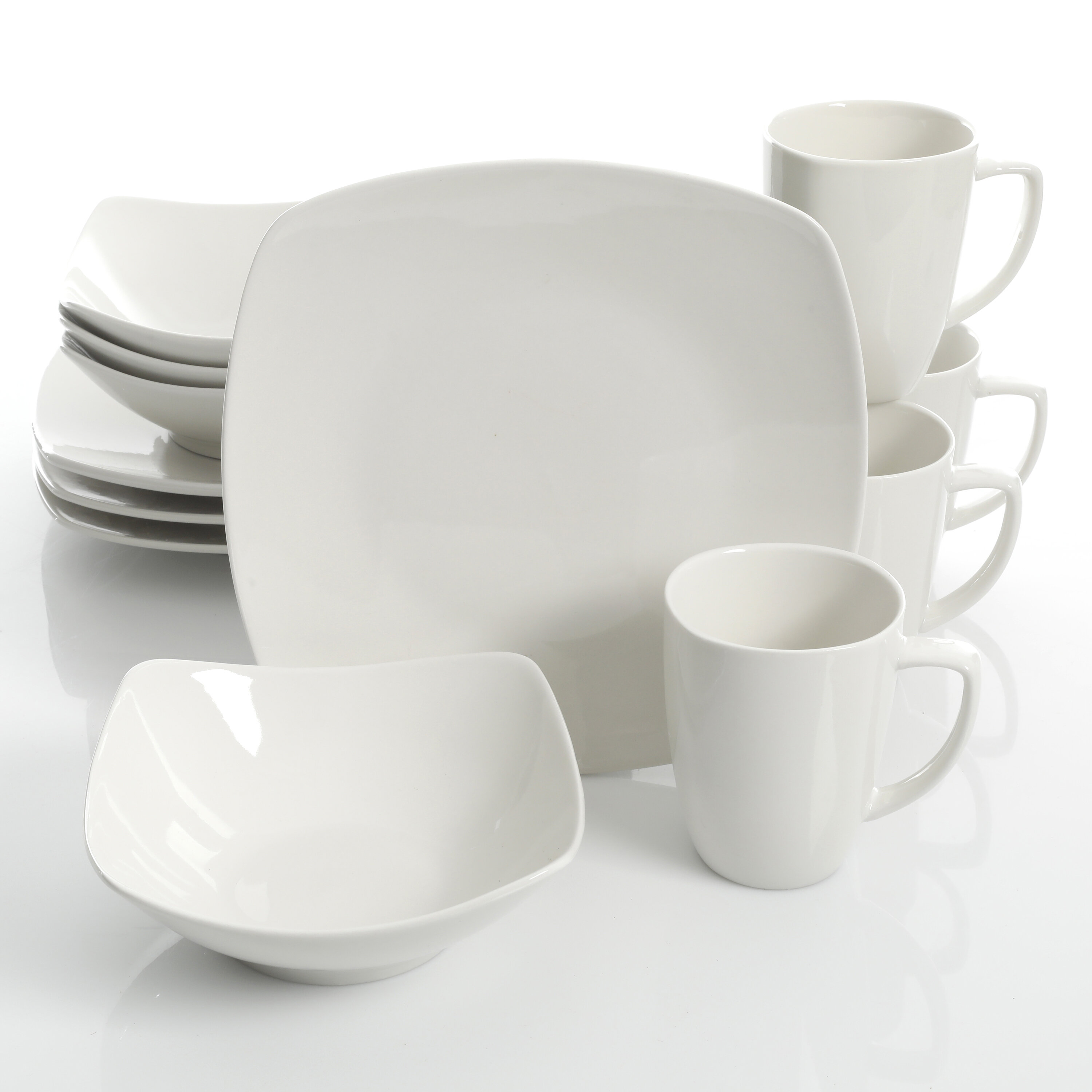 Gibson 8 PC 12 oz Mug Set - Square - White - Fine Ceramic