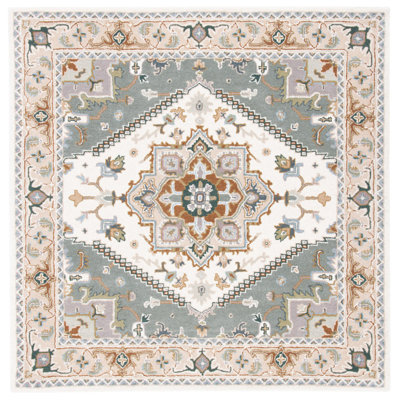 Cangelosi Hand Tufted Wool Oriental Indoor Rug, Square 8'