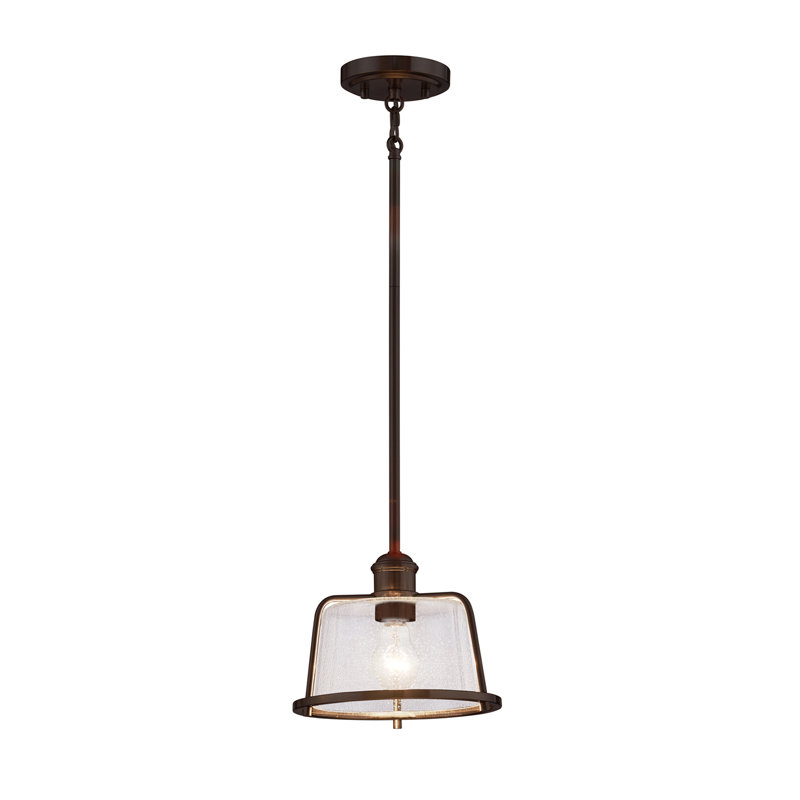Luminaire suspendu en forme de cloche à 1 lumière Enedina, Bronze foncé, H 9 po x l 12 po x P 12 po