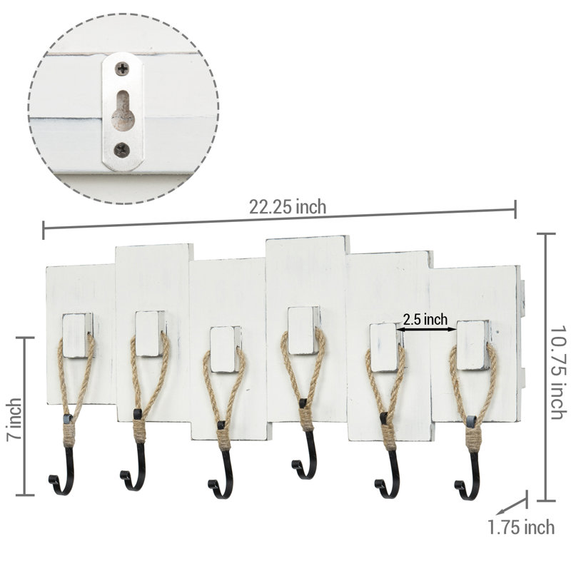 Solid Wood 6 - Hook Coat Rack