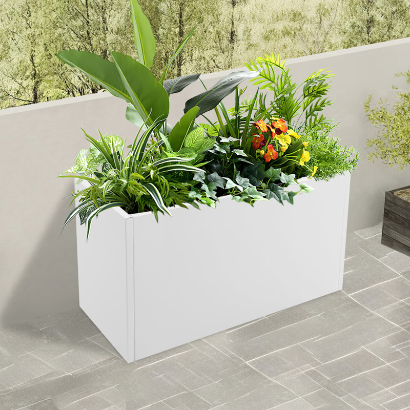 38X12x24” Steel Planter Box With Drainage Hole, White