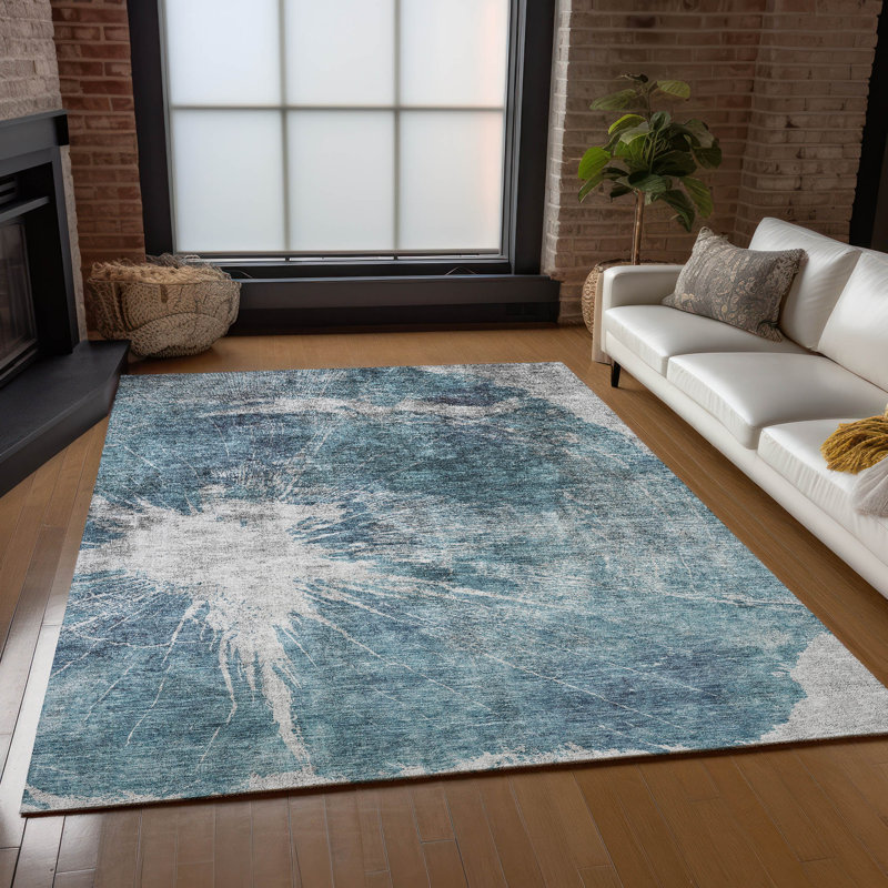Raishma Washable Abstract Indoor / Outdoor Rug, Rectangle 10' x 14'