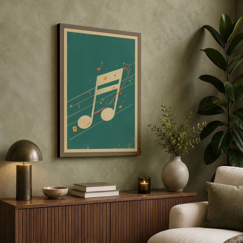Musical Chairs Art Deco 1 Piece Wrapped Canvas Wall Art, 36x24 - 91.4 x 61.0 cm, Terracotta Border