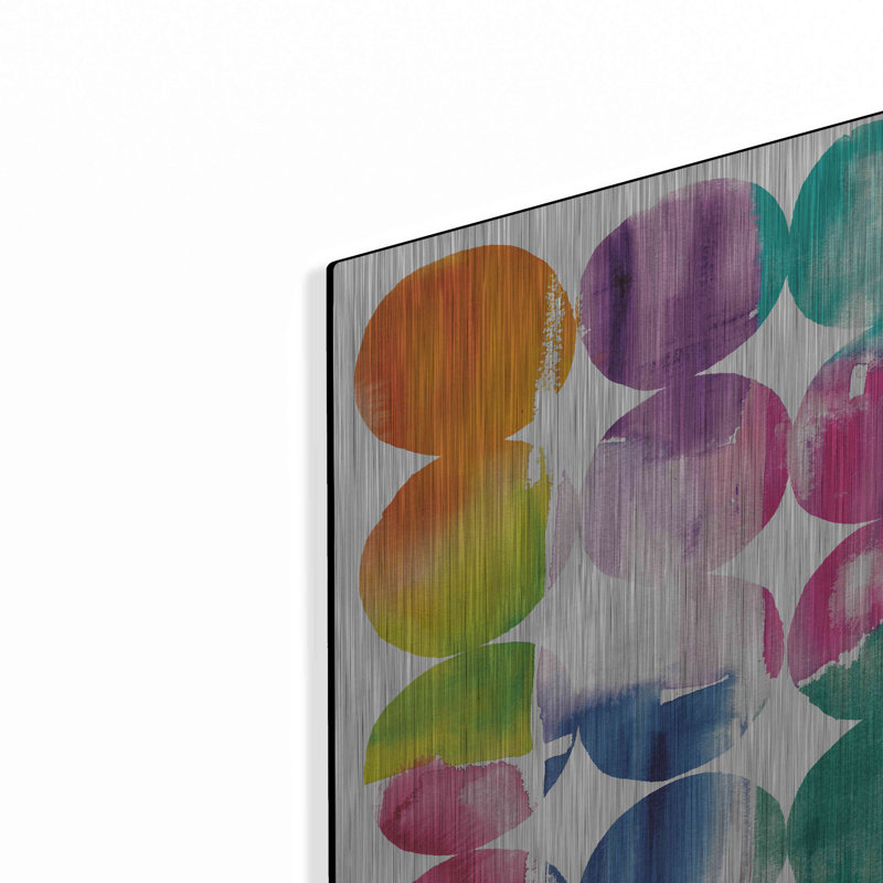 Red Barrel Studio® «Spring Dots Crop with White Border» par Elyse DeNeige, art mural en métal, H 12 po x l 12 po