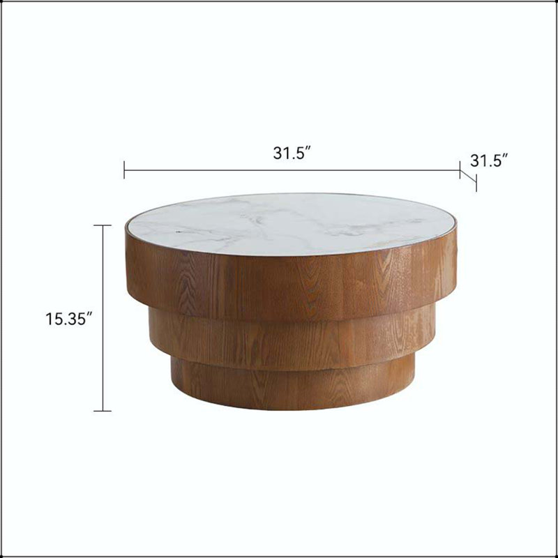 Table basse 31,5 "avec plateau en pierre frittée, White