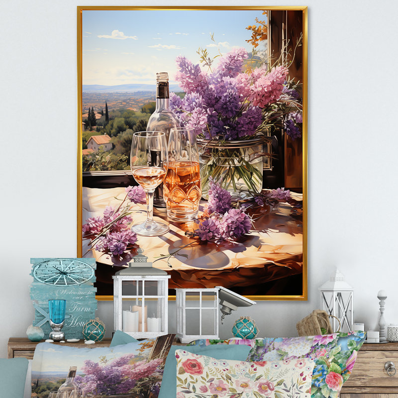 Brise mauve lavande mauve pourpre Winerys, Cadre flottant doré, H 40 po x l 30 po x P 1,5 po