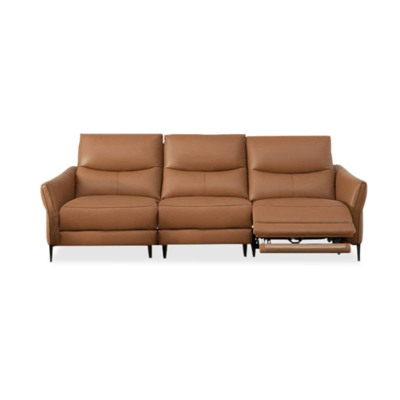 Canapé modulaire orange en similicuir, 36.22" H x 88.98" W x 38.19" D