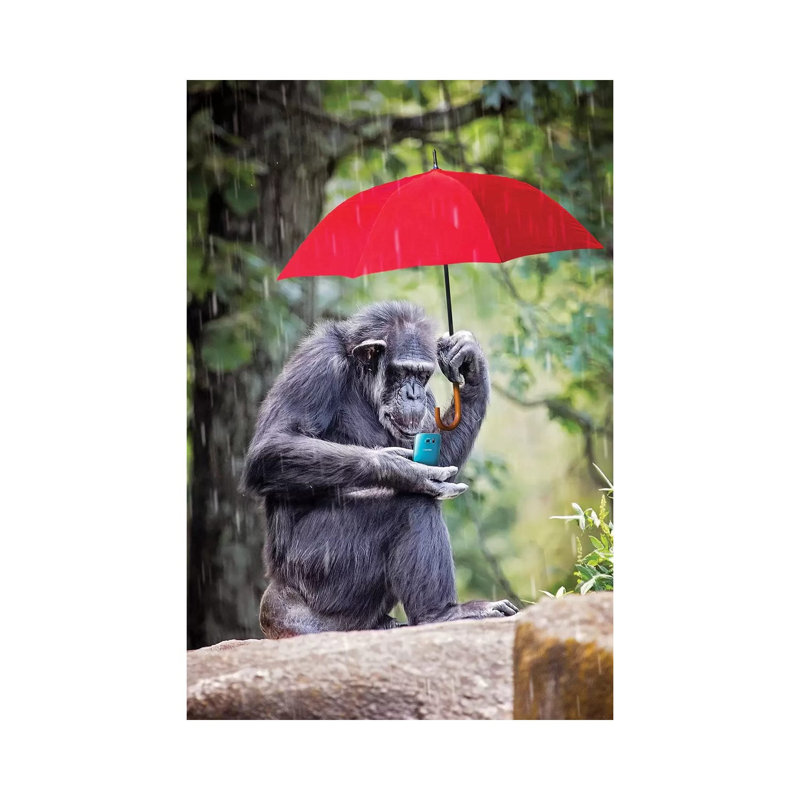 Chimp Staying Connected by Karen Burke - Wrapped Canvas Print, 30.48cm H x 20.32cm W x 1.905cm D