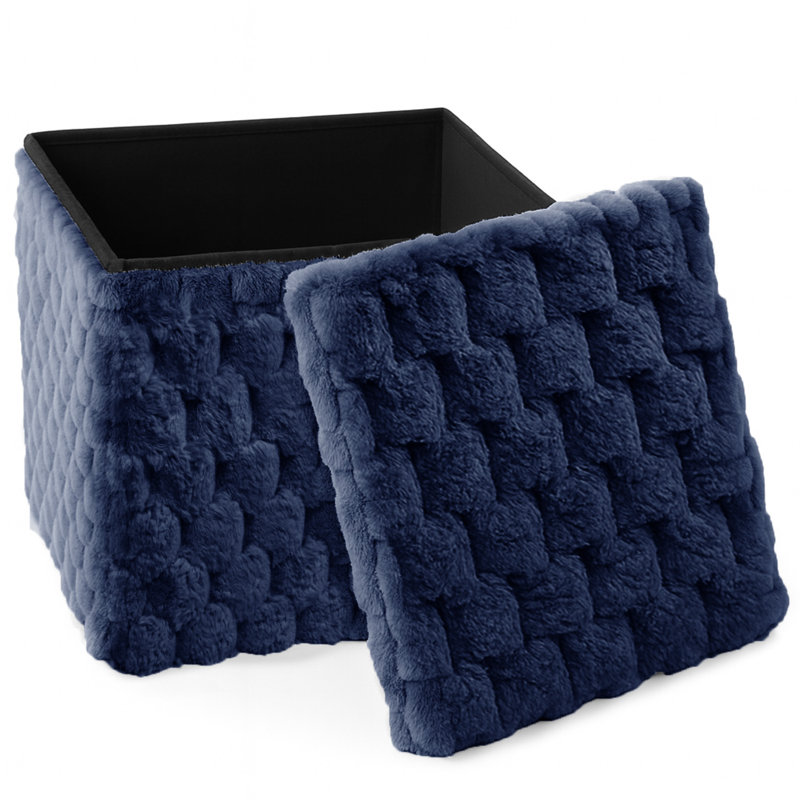 Contemporary Practical Plush Popcorn Storage Box - 38 x 38, Blue