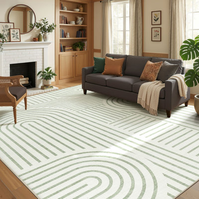 Tapis lavable à rayures arc-en-ciel antidérapant pour chambre de bébé chambre à coucher 