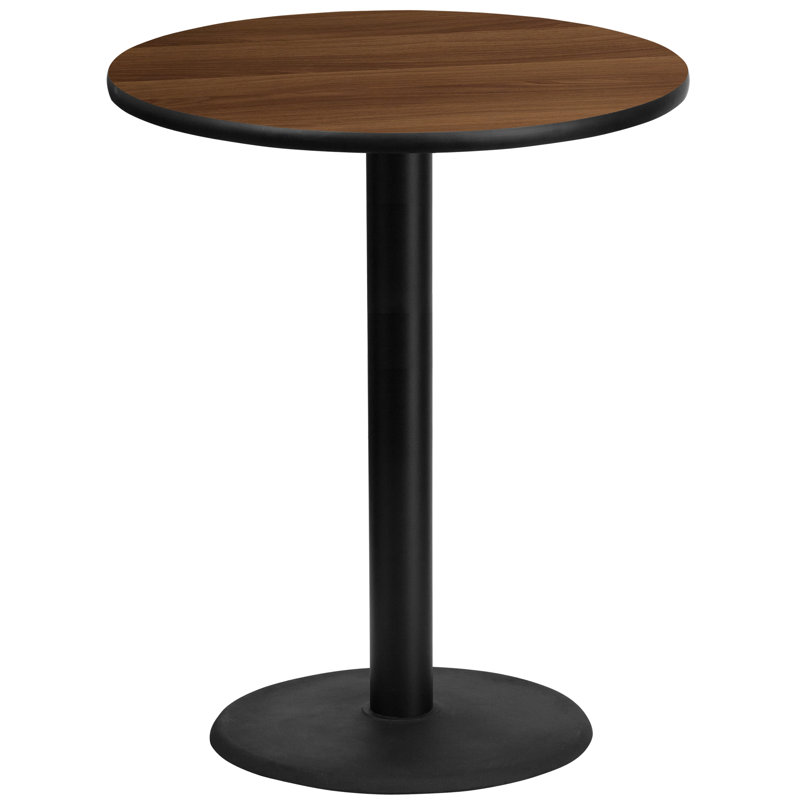 Plateau de table rond en stratifié de 24 po avec base de bar ronde de 18 po Jamey, H 43,12 po x l 36 po x L 36 po, Noyer
