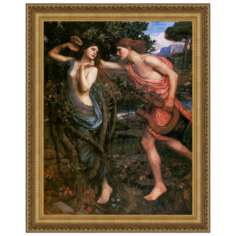 «Apollo and Daphne, 1908» par John William Waterhouse, reproduction d'art encadrée, H 47,25 po x l 38,25 po x P 1,875 po
