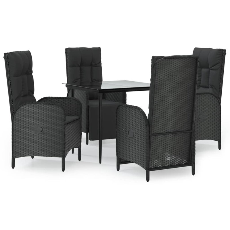 Ensemble repas d'extérieur carré L 31,5 po pour 4 personnes Cadense, Noir