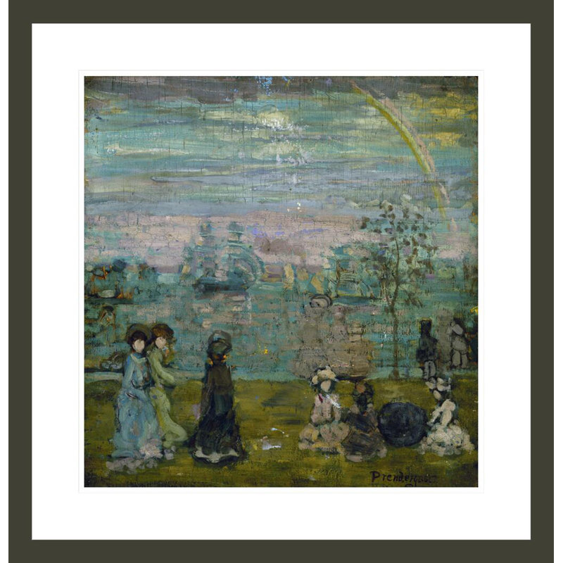 Promenade avec parasols par Maurice Brasil Prendergast, impression giclée sur cadre, H 24,26 po x l 23,5 po