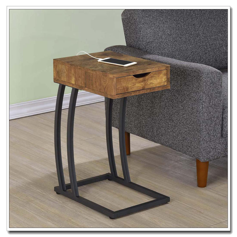 Table d'appoint antique muscade et bronze industriel, Muscade antique