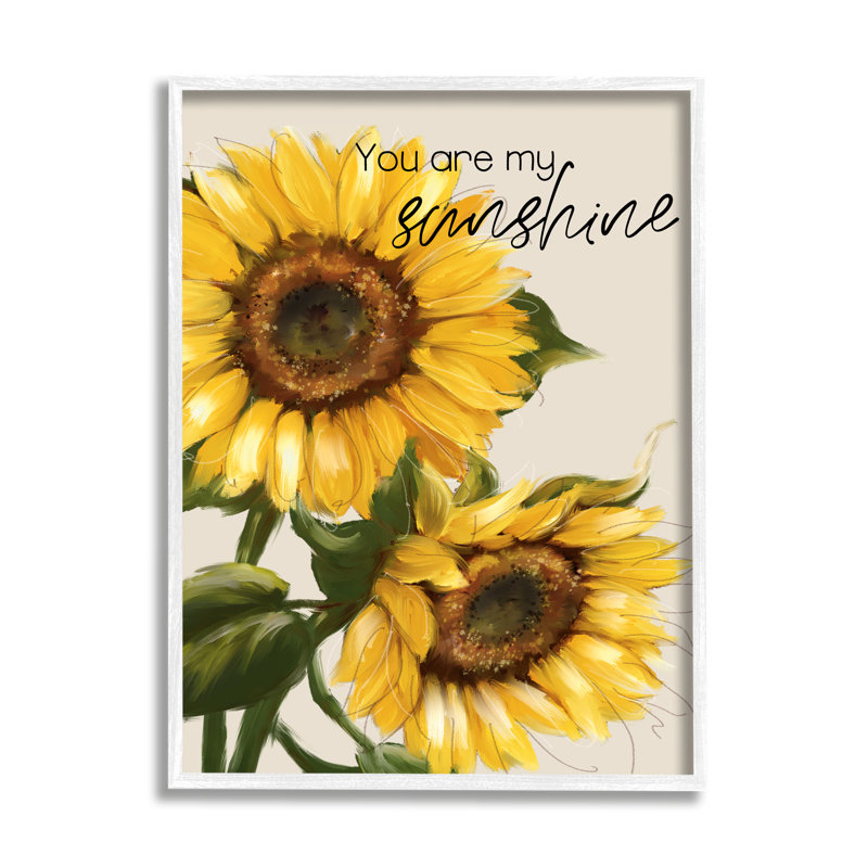 «You Are My Sunshine Vivid Sunflower Blossoms» par Conrad Knutsen - cadre flottant, impression sur toile