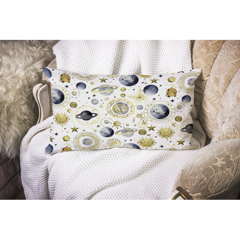 Space Fusion  Rectangular Throw Pillow, Gray/Yellow