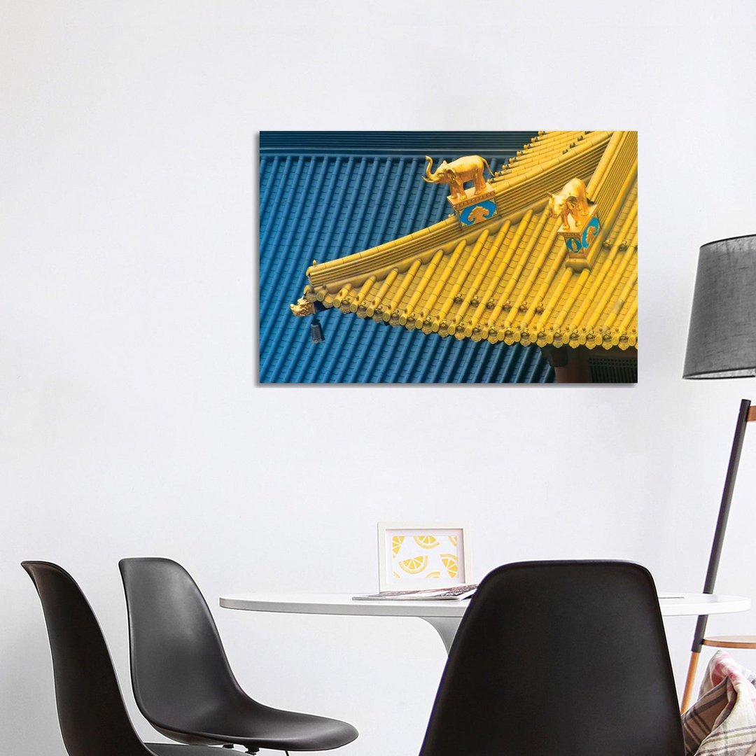 Architectural Details Of Jing'an Temple, Shanghai, China by Keren Su - Wrapped Canvas Gallery-Wrapped Canvas Giclée
