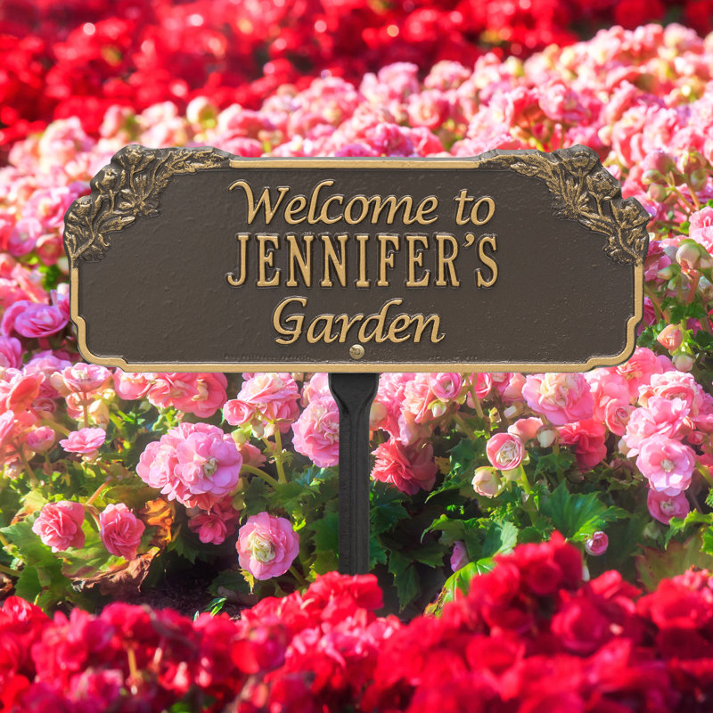 Enseigne de jardin personnalisée welcome, Bronze/Doré, Oui
