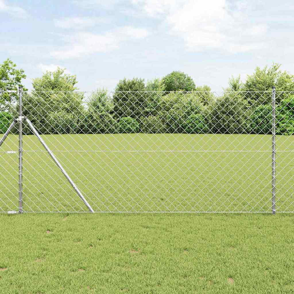 Vidaxl Chain Link Fence With Posts Steel