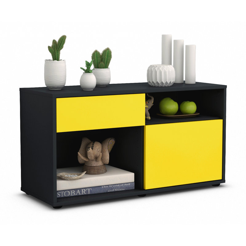 Stephan 92 cm W Chest of Drawers, Yellow / Matte Anthracite