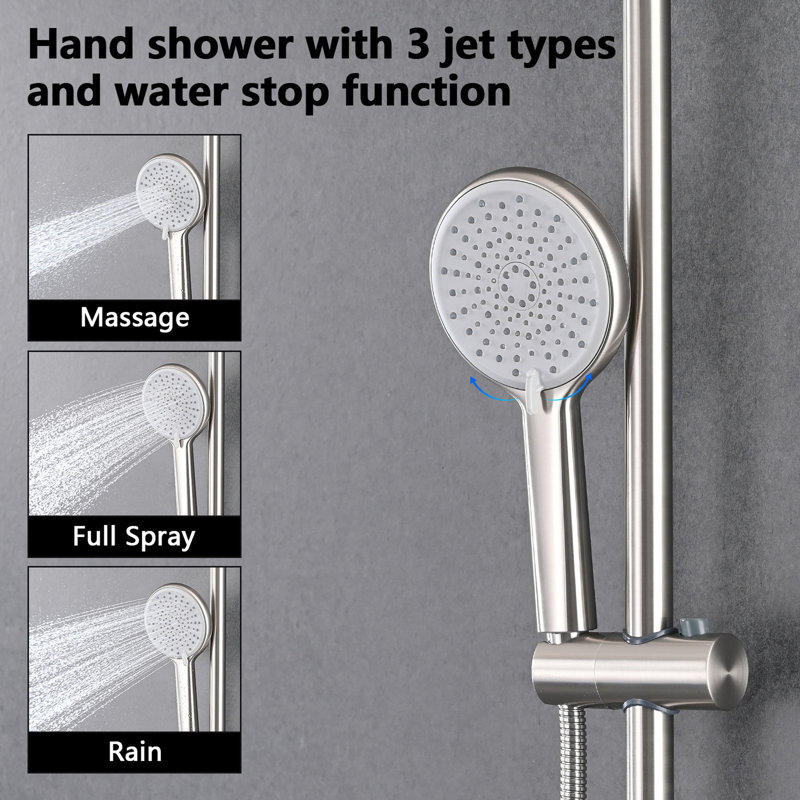 Shower System With 10" Large Rain Head & Handheld - Scratch- Surface Brushed Nickel Including And Adjustable Height Feature