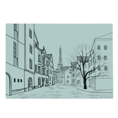 Ambesonne Eiffel Tower Cutting Board Large Size Paris Street Art Black White