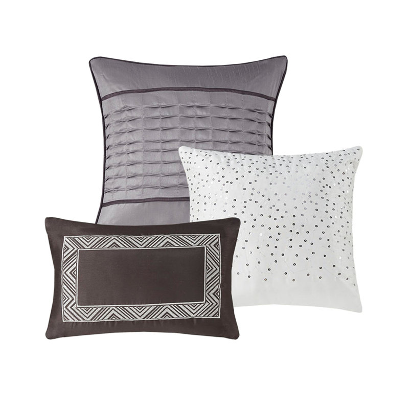7 Piece Jacquard Comforter Set Grey/Taupe