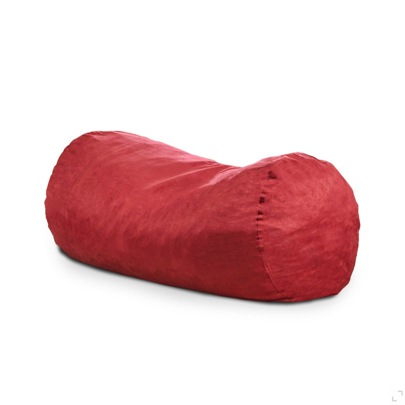 Traditional 8 Foot Cylindrical Suede Bean Bag, Red