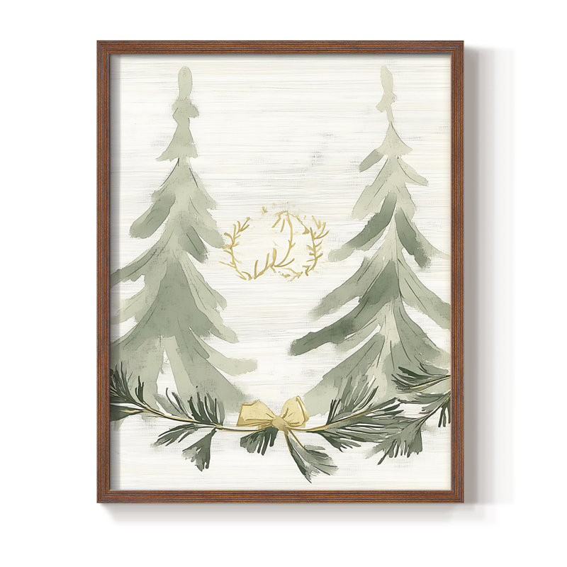 «Christmas Holiday Art», reproduction encadrée Ccclxxii - bois massif, H 30 po x l 24 po, Noyer
