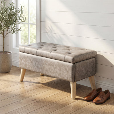 Large banc repose-pieds avec plateau de rangement intégré, conception carrée pour plus de rangement et de confort, repose-pieds rembourré et banc de bout de lit, parfait pour le salon et la chambre à coucher