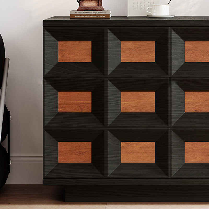 Armoire d'appoint en bois manufacturé noir massif