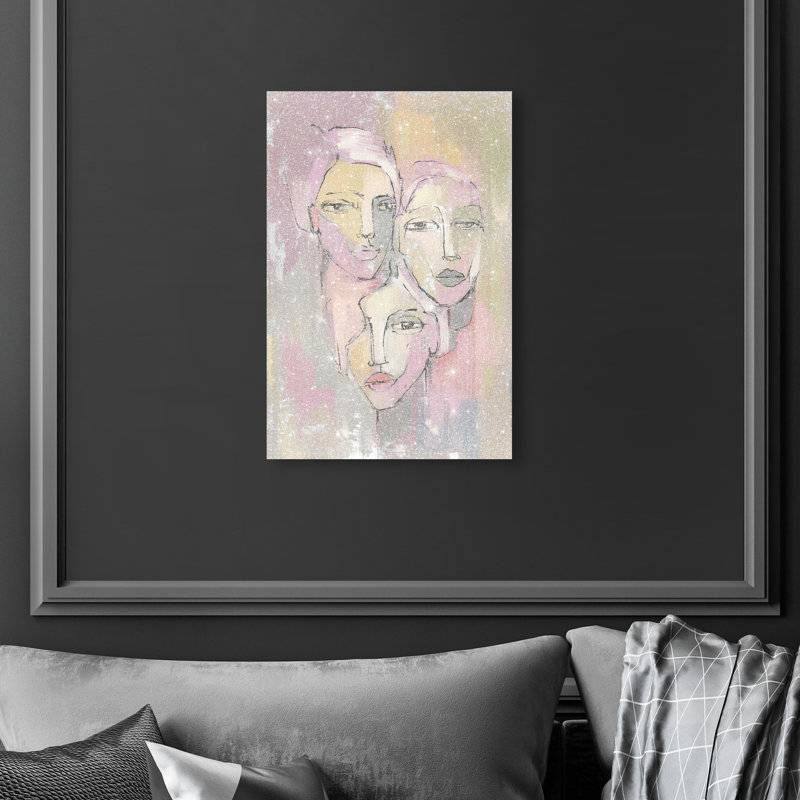 Three Beauties Canvas Abstract Print by Oliver Gal, Black Frame, 10 x 15, 15"H x 10"W, Canvas Unframed