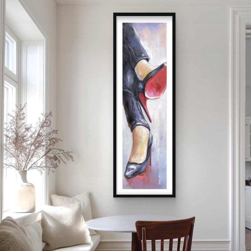 Pieds croisés et talons hauts - chambre à coucher, impression encadrée rouge