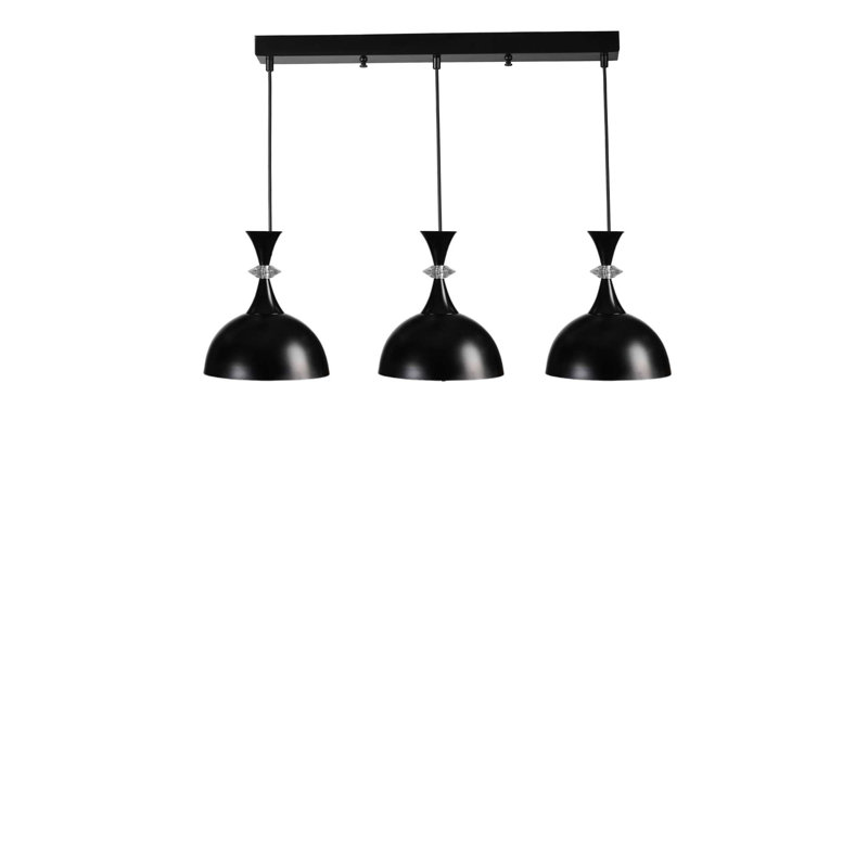 Lustre réglable moderne, structure en métal noir, H 7,9 po x H 5,5 po | Hauteur: 7,9 à 27,6 po | 3 x douilles E27 (40 W maximum, ampoule non incluse) | Élégant luminaire pour la maison, la salle à manger et les entrées