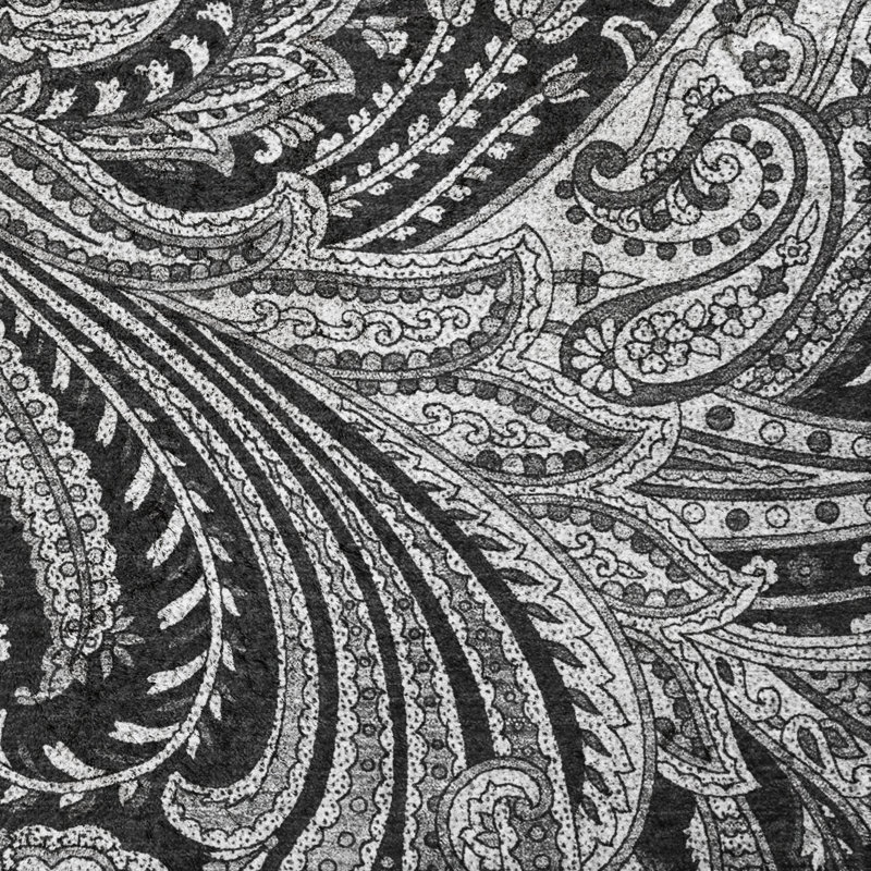 Tapis cachemire ADS654, Noir, Tapis de couloir 2 pi 3 po x 7 pi 6 po