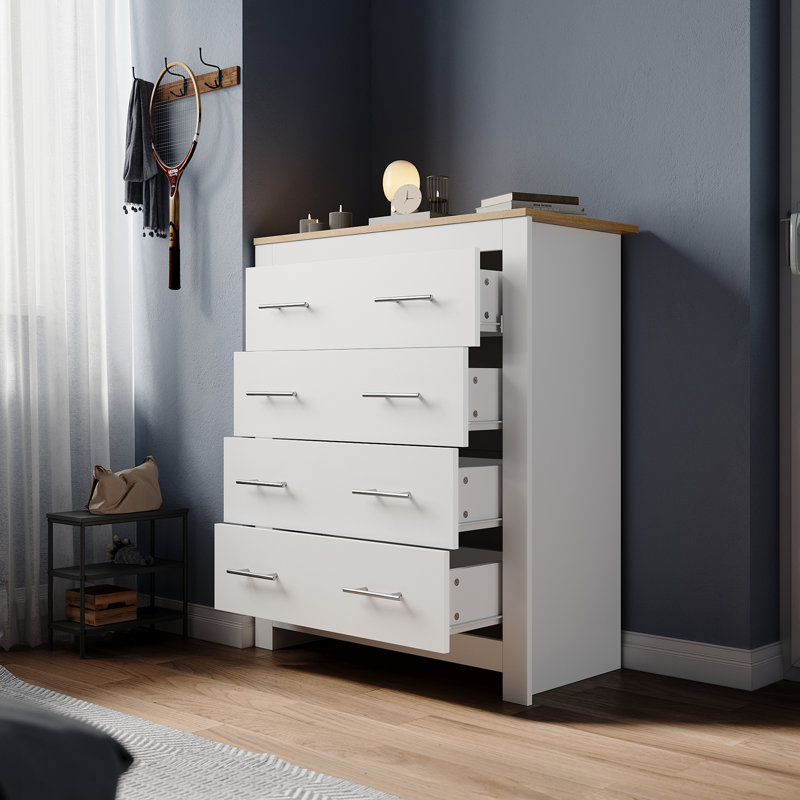 Sopheia 79cm W Manufactured Wood Bedside Table, White