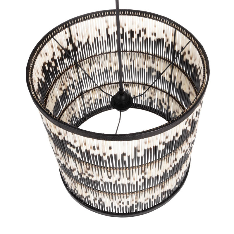 Quill Triple Drum Pendant Light  w/ Leather Trim
