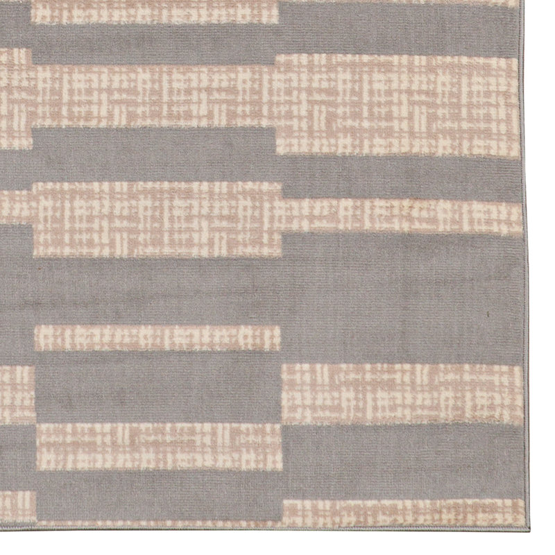 Yue Geometric Light Gray Area Rug, Rectangle 4'3" x 7'3"