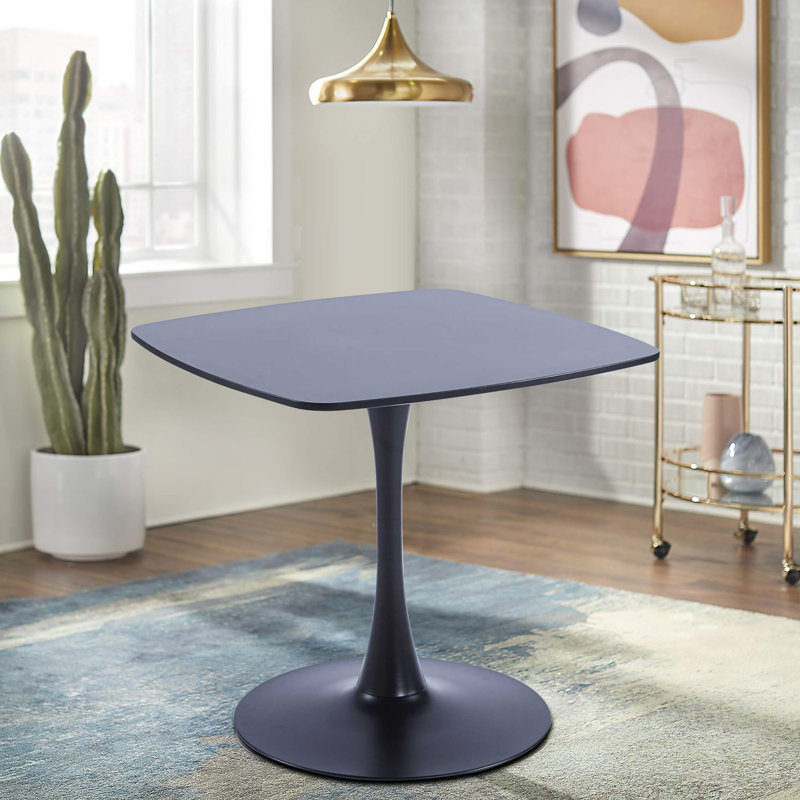 Rivkah Metal Base Dining Table, Matte Black, Matte Black, 28.71"H x 31.51"L x 31.51"W